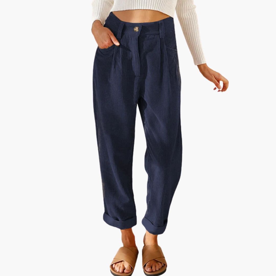 Pantaloni Donna Velluto a Coste Eleganti Slim