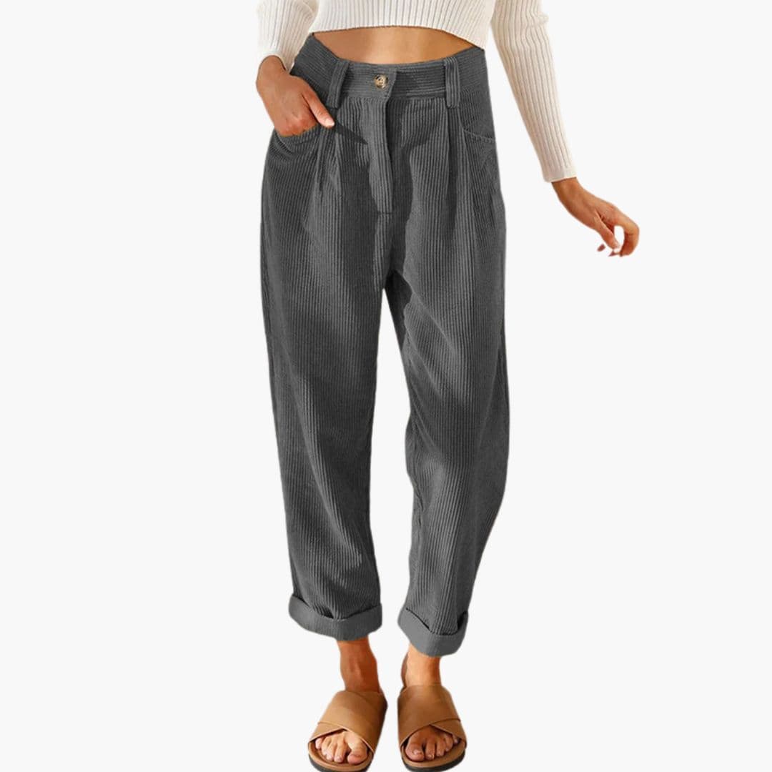 Pantaloni Donna Velluto a Coste Eleganti Slim