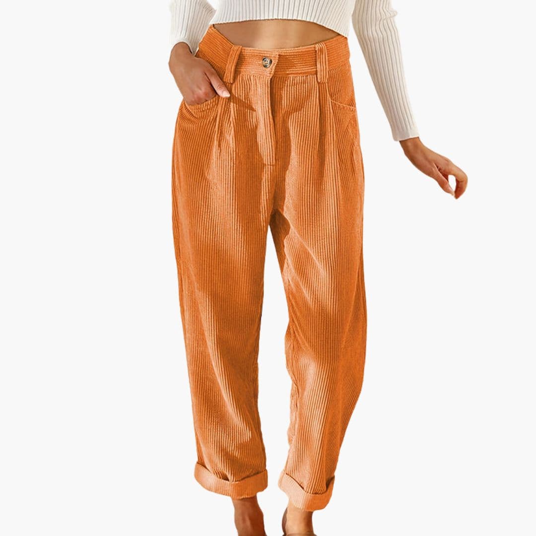 Pantaloni Donna Velluto a Coste Eleganti Slim