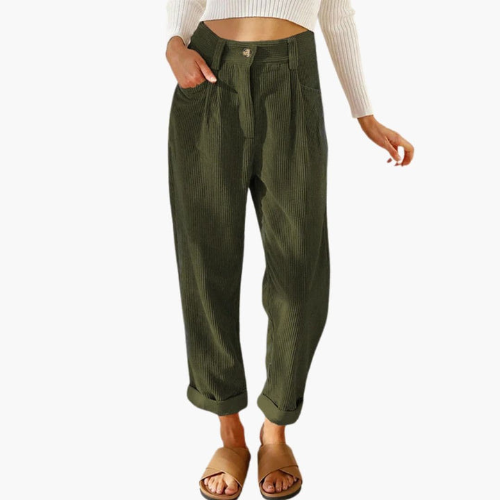 Pantaloni Donna Velluto a Coste Eleganti Slim