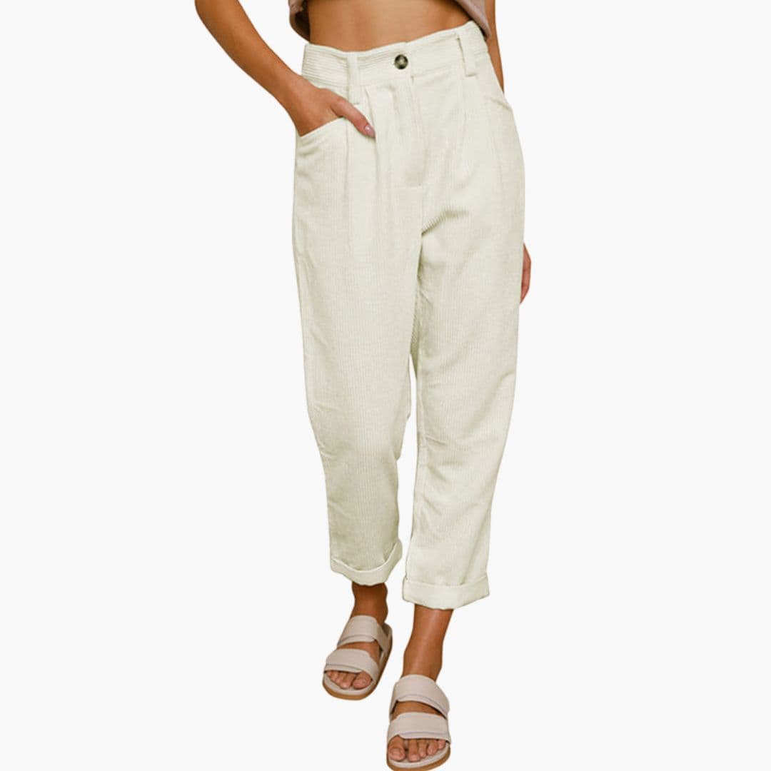 Pantaloni Donna Velluto a Coste Eleganti Slim