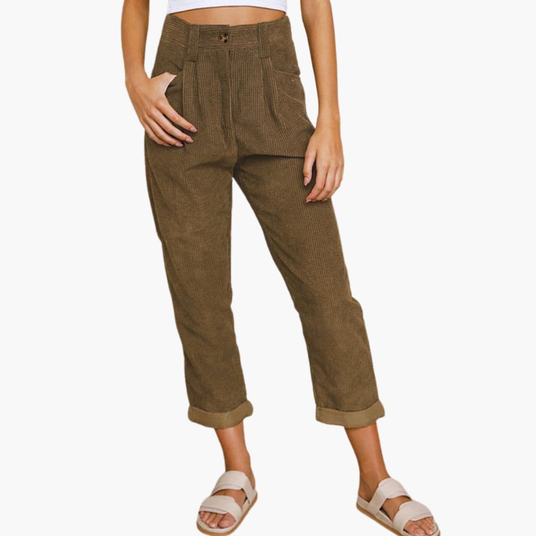 Pantaloni Donna Velluto a Coste Eleganti Slim