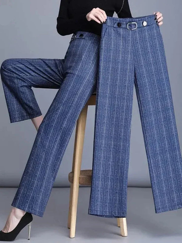 Pantaloni Donna Vita Alta Tessuto Morbido Gamba Ampia - Vesarelli