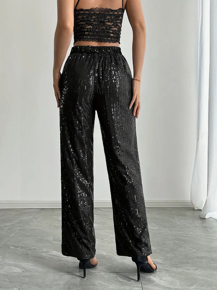 Pantaloni da donna a gamba larga con paillettes | Capodanno 2
