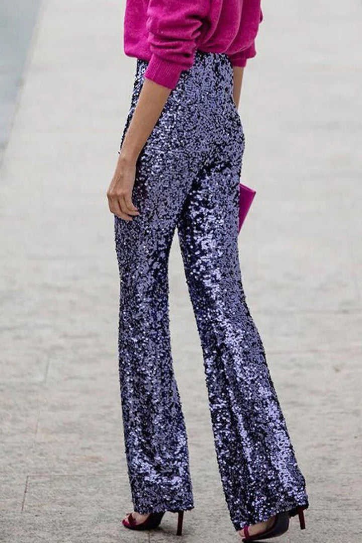 Pantaloni svasati con paillettes da donna per le feste | Capodanno 1