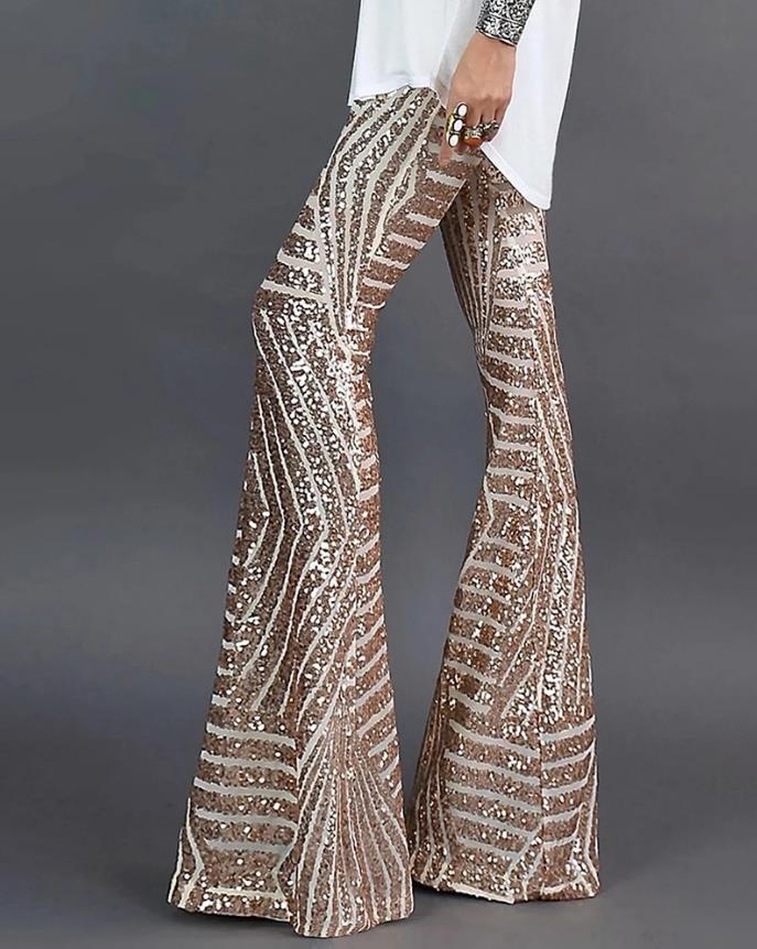 Pantaloni Donna Svasati con Paillettes Eleganti - Vesarelli