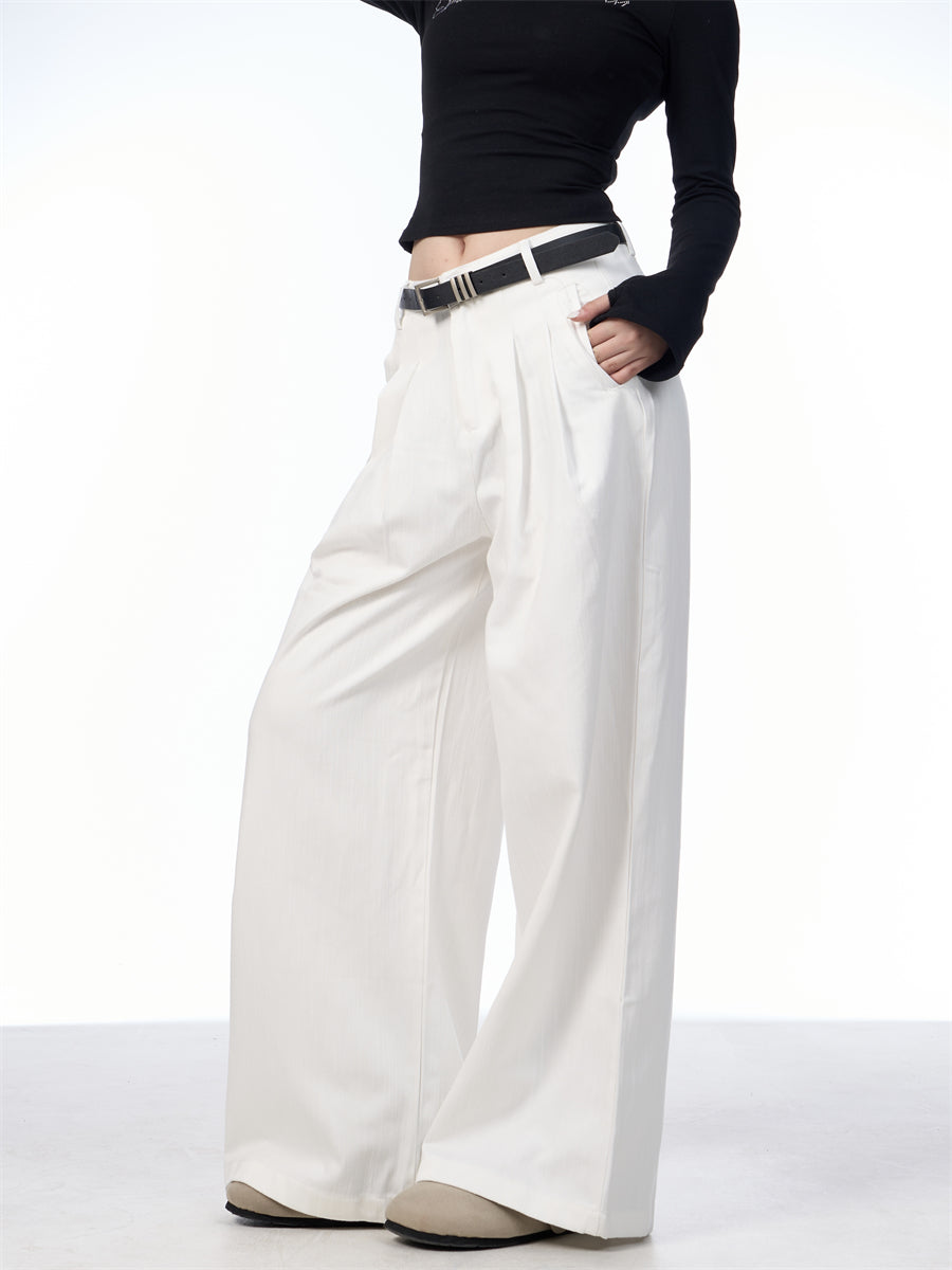 Pantaloni Donna Vita Alta Pieghe Gamba Larga - Vesarelli