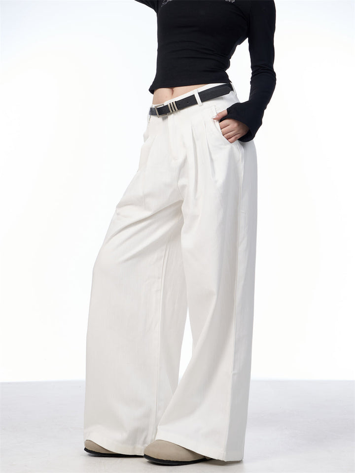 Pantaloni Donna Vita Alta Pieghe Gamba Larga - Vesarelli