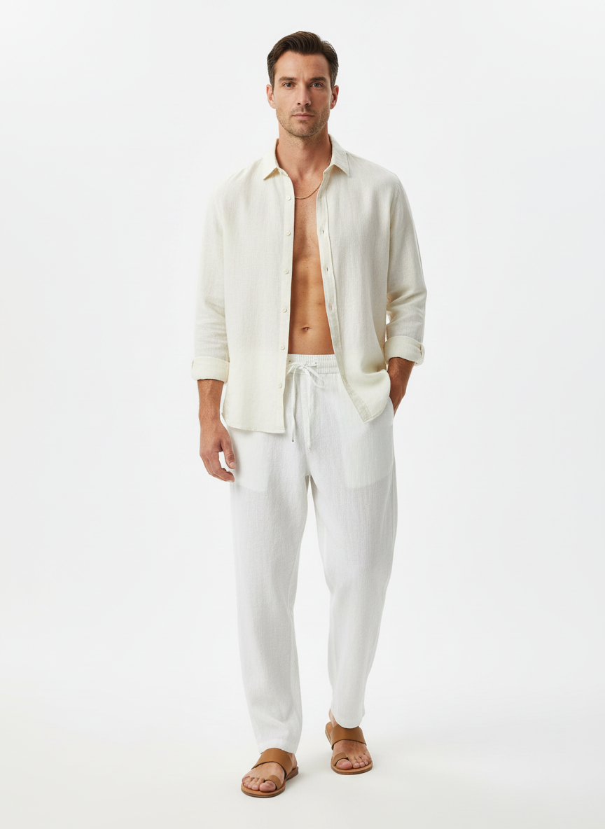 Pietro | Uomo Pantaloni Dritti Vita Elastica Coulisse Leggeri 10