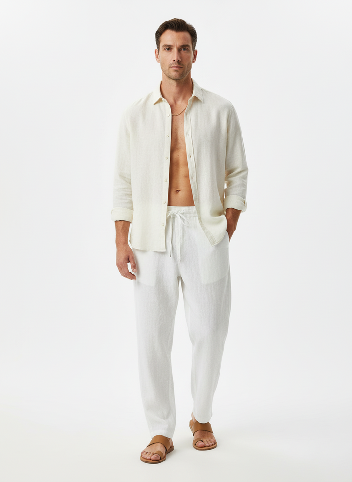 Pietro | Uomo Pantaloni Dritti Vita Elastica Coulisse Leggeri 10