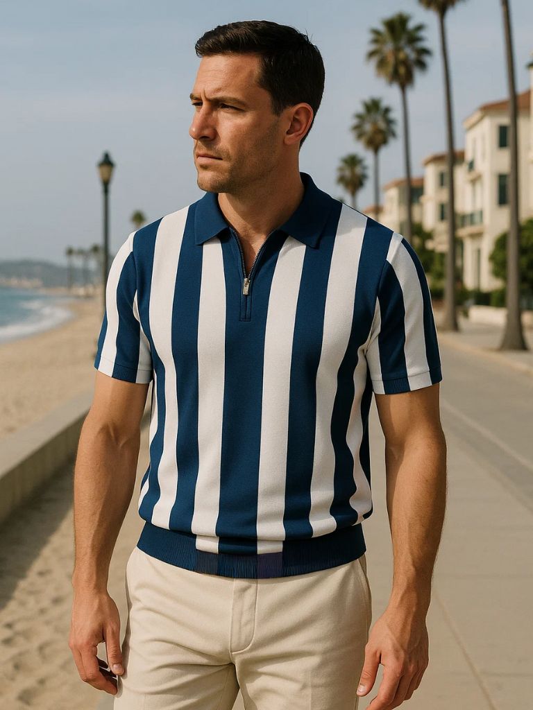 Polo Uomo | Colletto con Zip & Stile a Righe Deciso