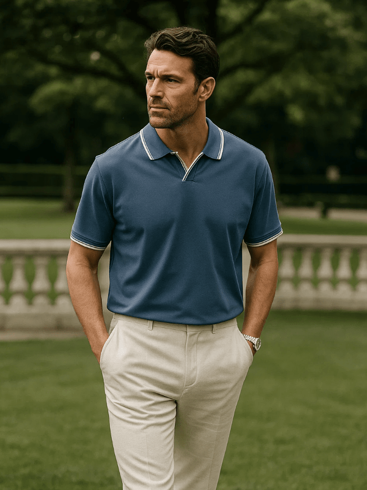 Polo Uomo | Collo a V & Profili a Contrasto