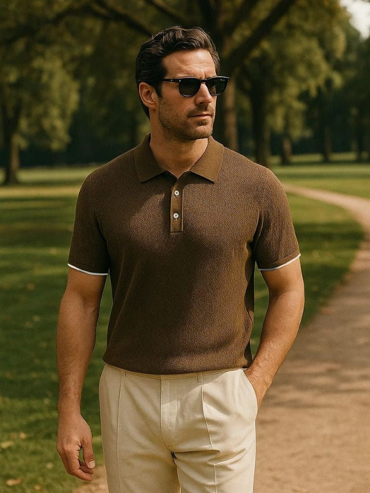 Polo Uomo Cotone Motivo Chevron Vestibilità Regular - Vesarelli