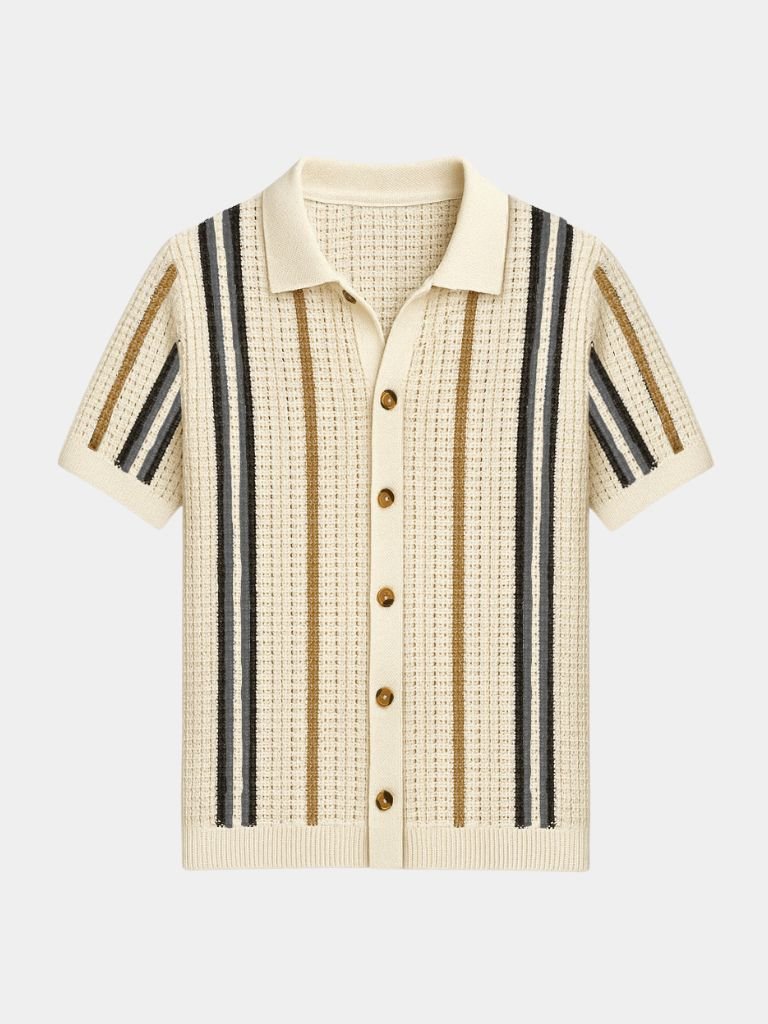 Polo Uomo | Righe Verticali & Chiusura con Bottoni