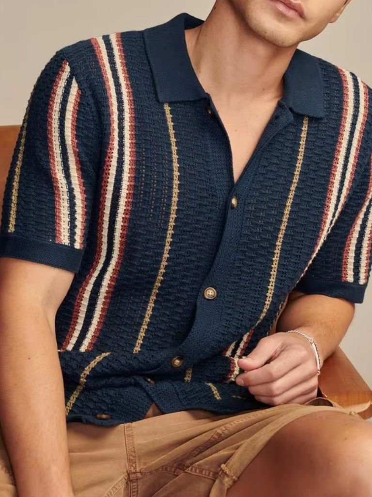 Polo Uomo | Righe Verticali & Chiusura con Bottoni