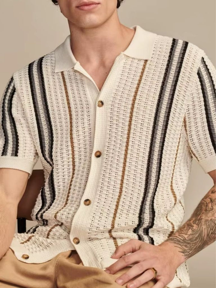 Polo Uomo | Righe Verticali & Chiusura con Bottoni