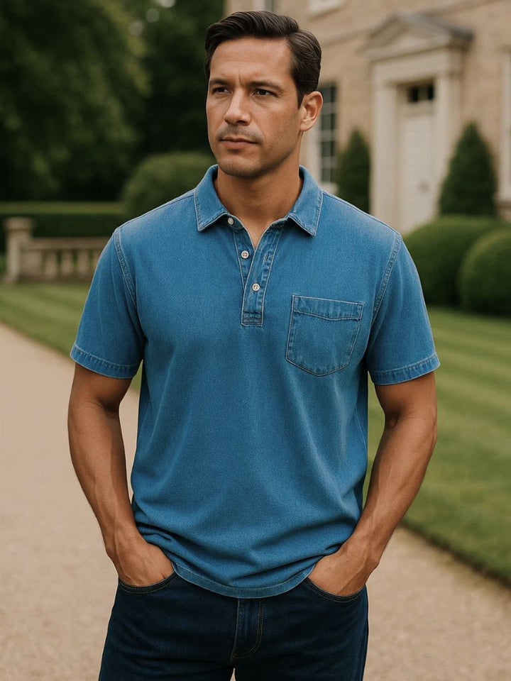 Polo Uomo Cotone Taschino Funzionale Stile Casual - Vesarelli