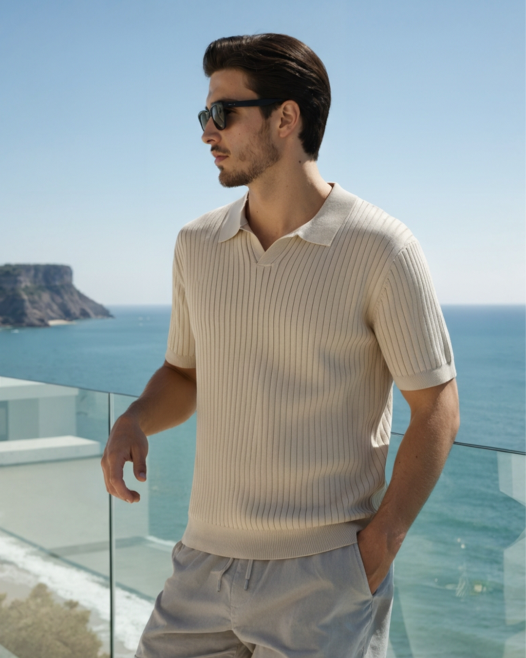 Polo Uomo a Coste Colletto Strutturato Vestibilità Regolare - Vesarelli