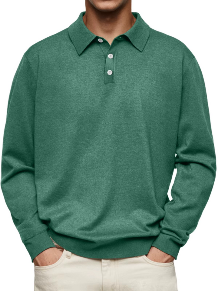 Polo uomo a manica lunga con colletto modellato
