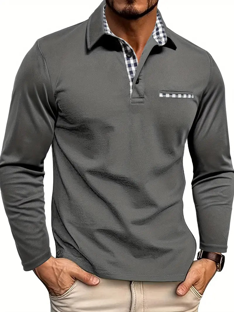 Polo Uomo Maniche Lunghe Cotone Colletto Classico Taschino - Vesarelli