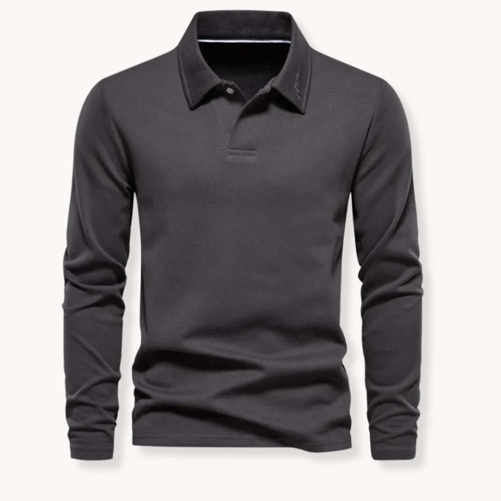 Polo uomo a maniche lunghe con collo a forma stabile