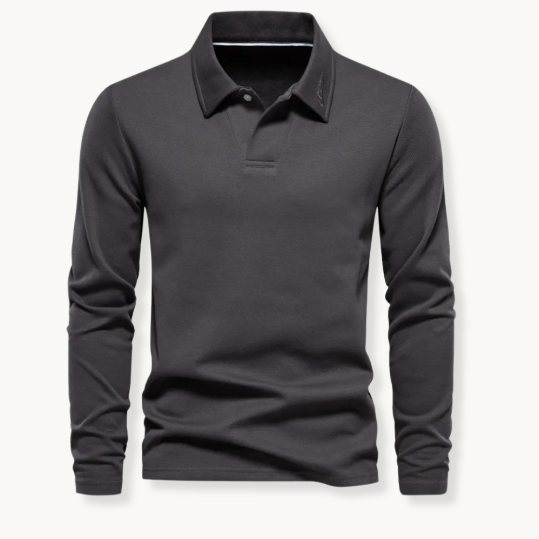 Polo uomo a maniche lunghe con collo a forma stabile