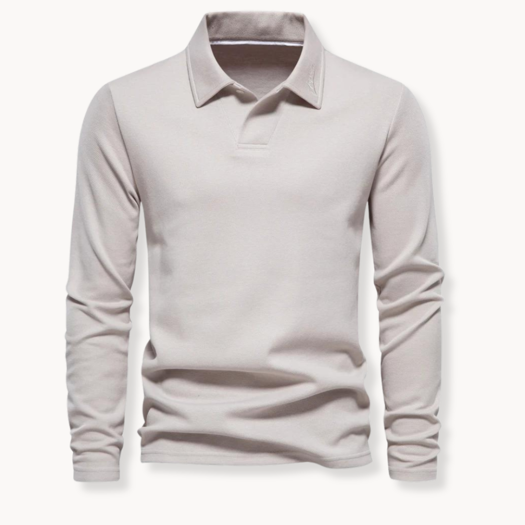 Polo uomo a maniche lunghe con collo a forma stabile
