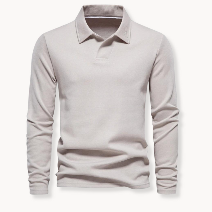 Polo uomo a maniche lunghe con collo a forma stabile