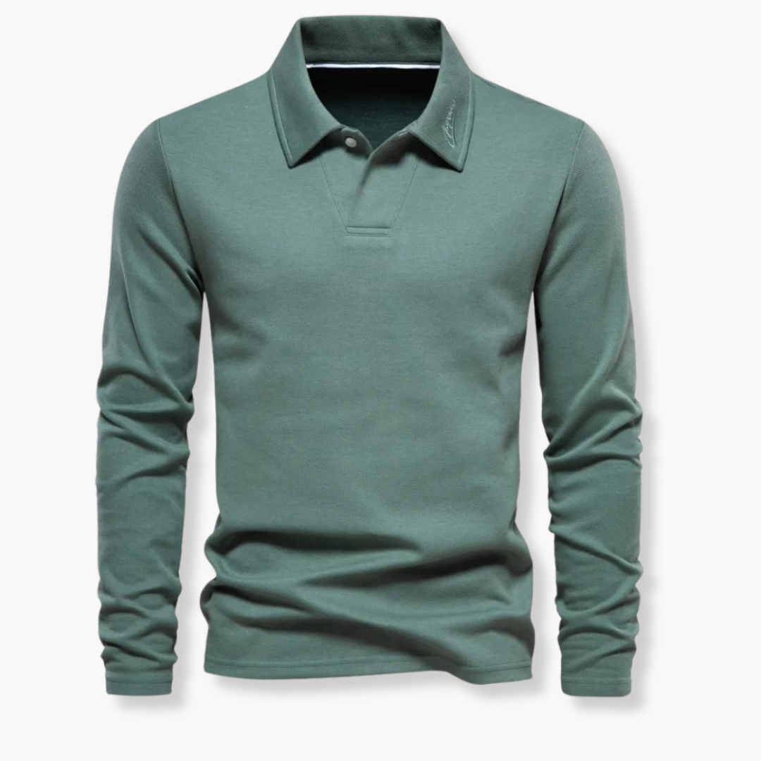 Polo uomo a maniche lunghe con collo a forma stabile