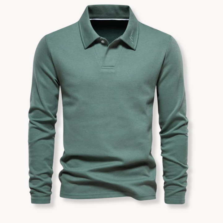Polo uomo a maniche lunghe con collo a forma stabile