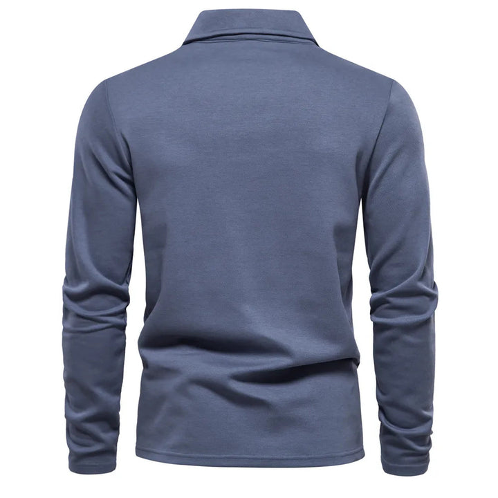 Polo uomo a maniche lunghe con collo a forma stabile