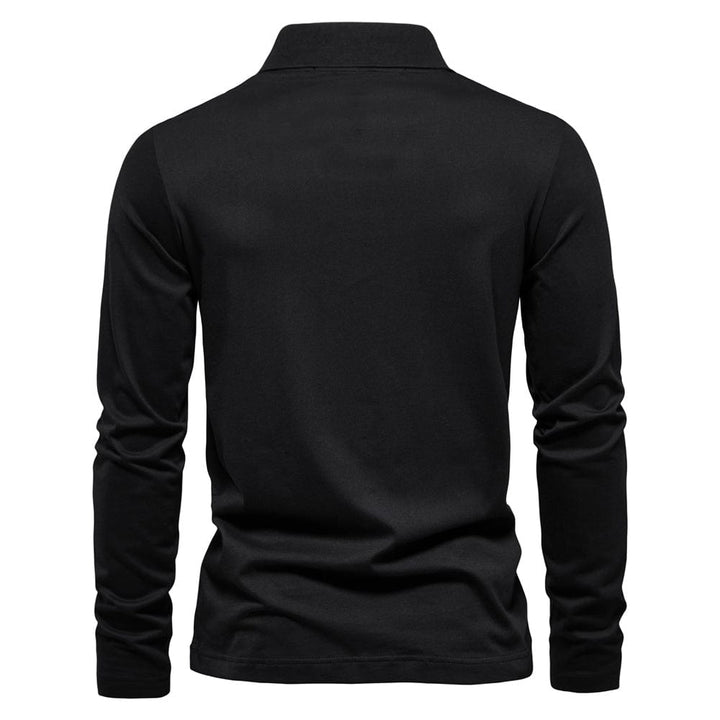 Polo da uomo a maniche lunghe - Mezza cerniera - Casual elegante - Colletto strutturato 4