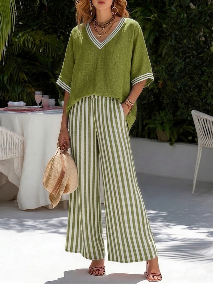 Poppy | Elegante completo da donna in cotone e lino, composto da due pezzi 4