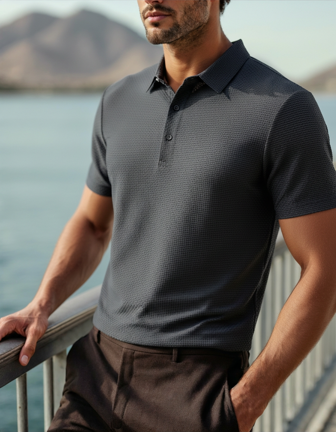 Polo Uomo Tecnica Antifreddo Traspirante Vestibilità Regolare