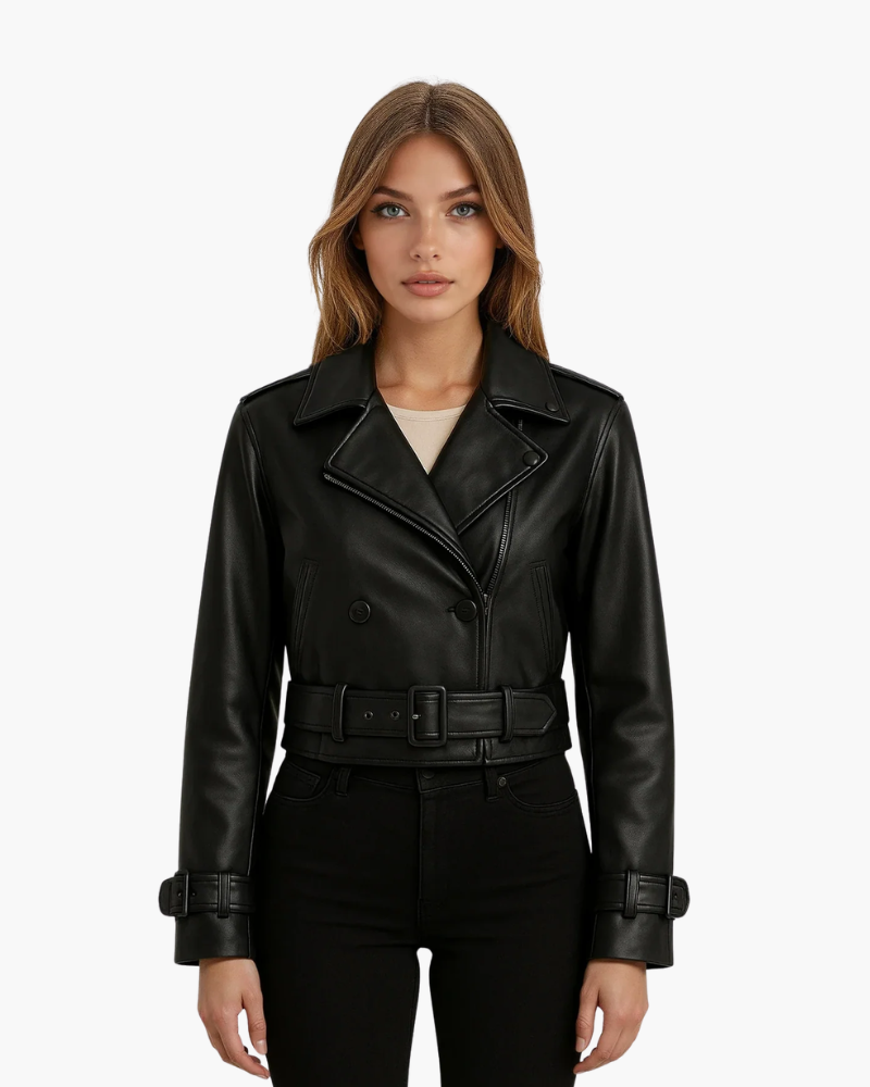 Giacca Donna Cropped Finta Pelle Stile Trench Moderno - Vesarelli
