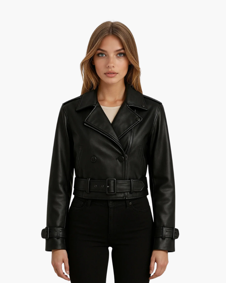 Giacca Donna Cropped Finta Pelle Stile Trench Moderno - Vesarelli