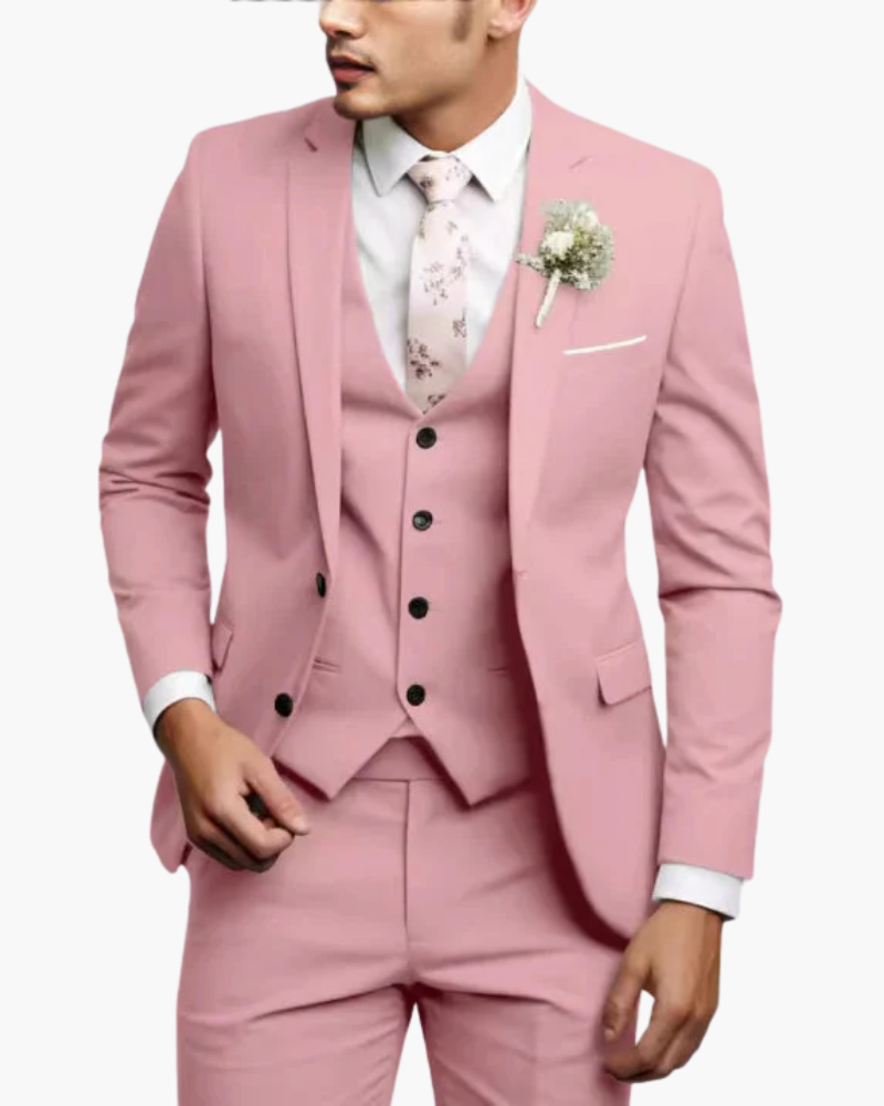 Completo Uomo Tre Pezzi Slim Fit Elegante Cerimonia
