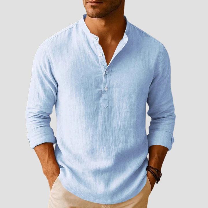 Camicia Uomo Collo alla Coreana Manica Lunga Classica - Vesarelli