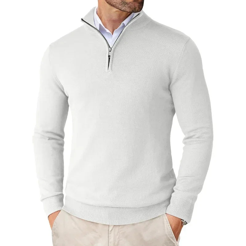 Pullover Uomo con Zip Collo Alto Morbido
