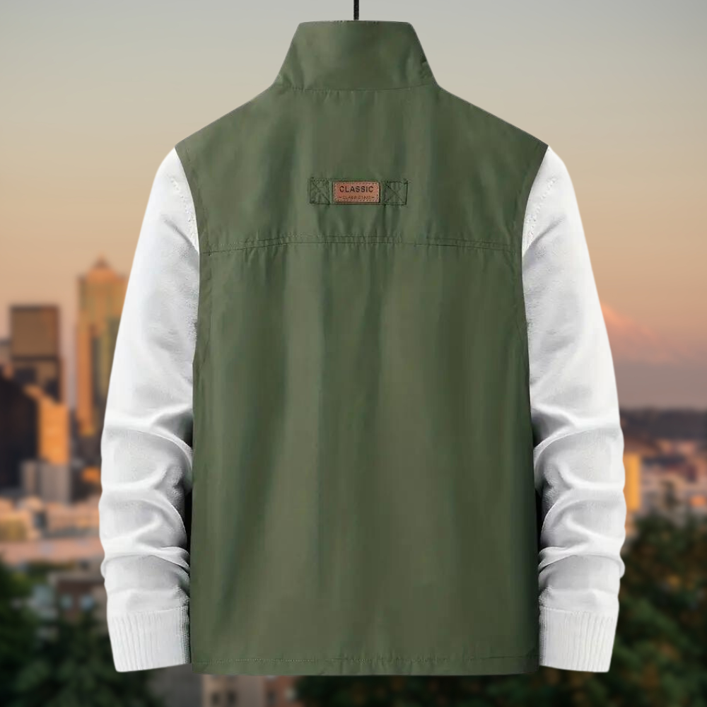 Gilet Uomo con Zip e Tasche Multiple Regular Fit