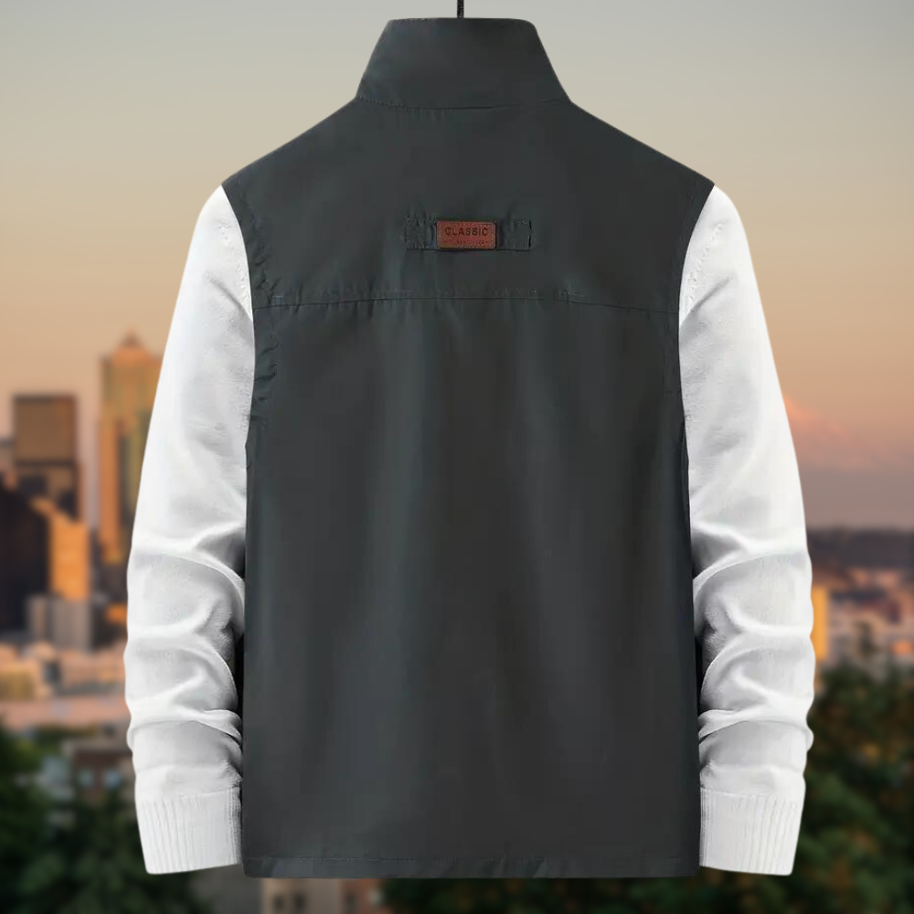Gilet Uomo con Zip e Tasche Multiple Regular Fit