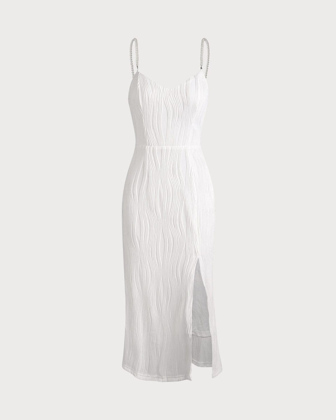 Abito Midi Donna con Spalline in Perle Testurizzate