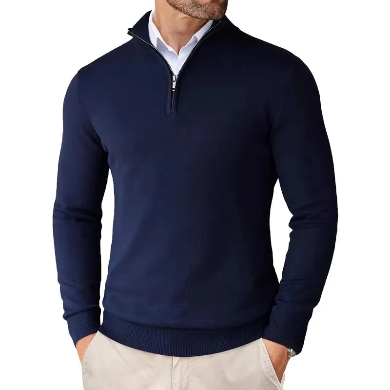 Pullover Uomo con Zip Collo Alto Morbido