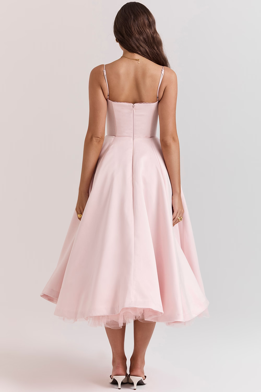 Ravina | Abito da Cerimonia Lungo in Raso con Gonna in Tulle