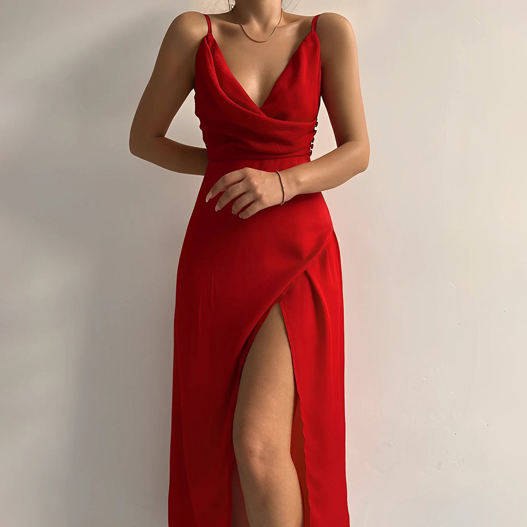 Abito Midi Donna Aderente con Spacco - Vesarelli