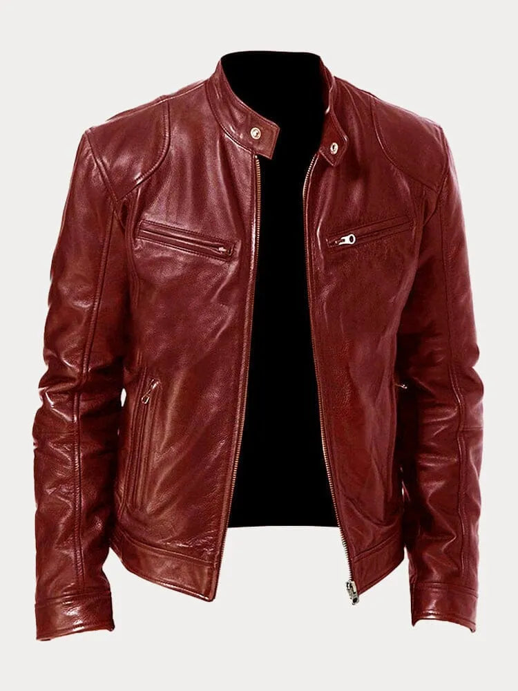 Rina | Giacca In Pelle Casual Bordeaux