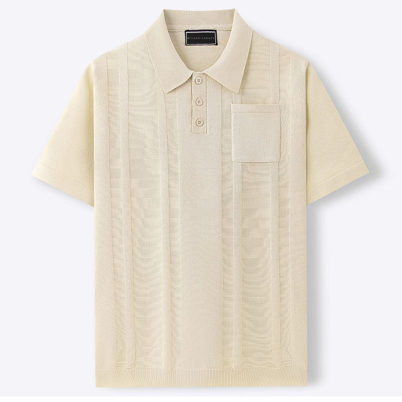 Polo Uomo Maglia Traforata Manica Corta con Tasca
