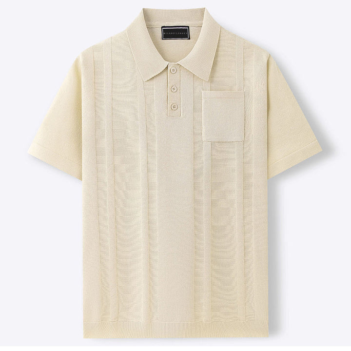 Polo Uomo Maglia Traforata Manica Corta con Tasca