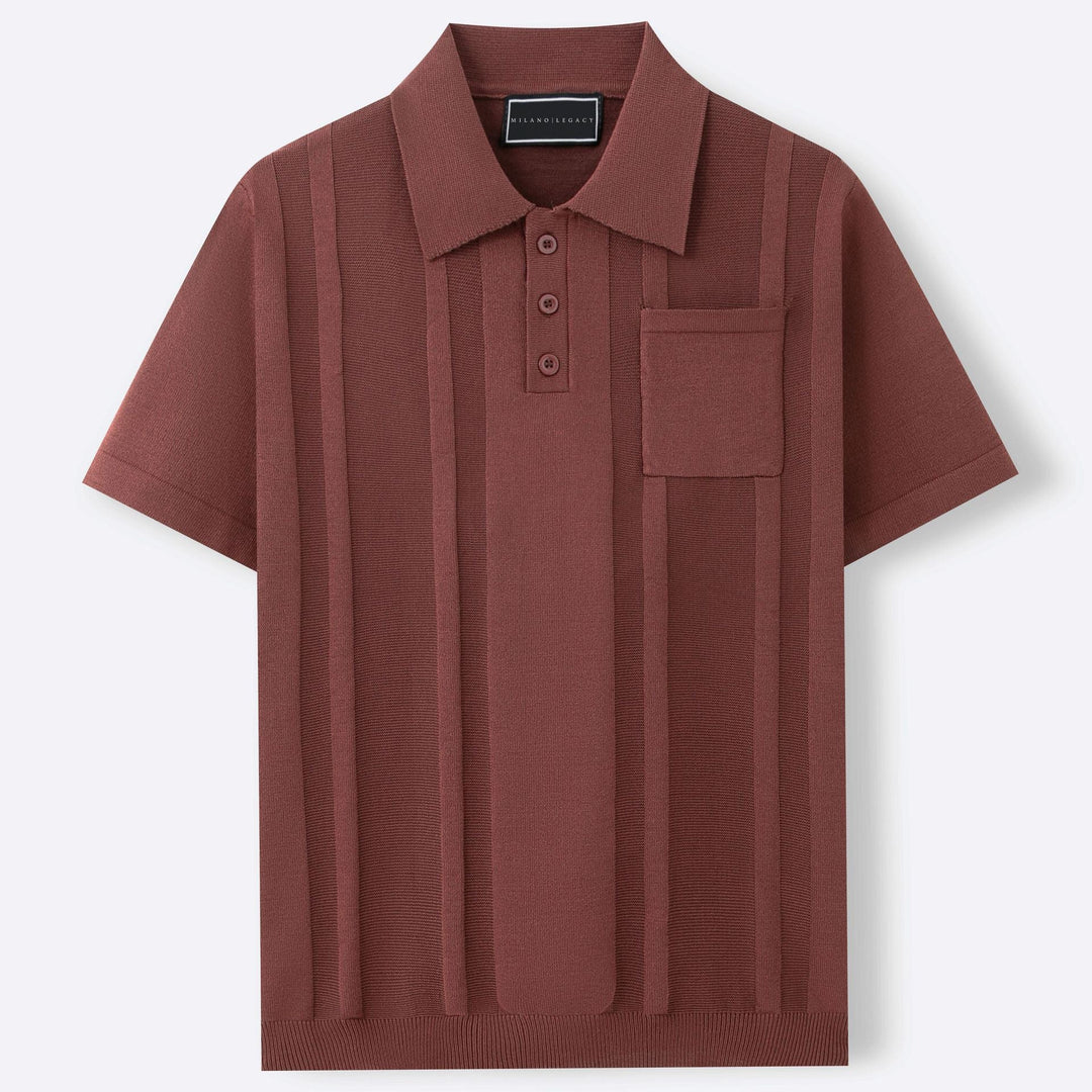 Polo Uomo Maglia Traforata Manica Corta con Tasca