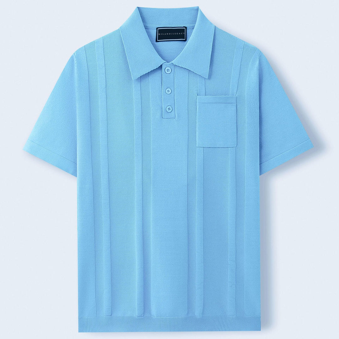 Polo Uomo Maglia Traforata Manica Corta con Tasca